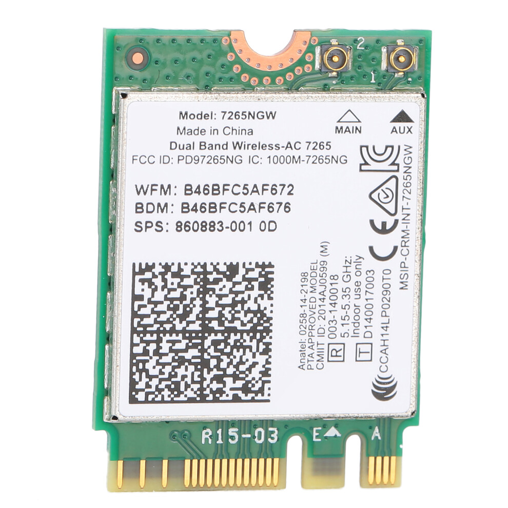 Wireless Network Card 7265Ngw Dual Band M.2 867Mbps Bt4.0 4921392131737