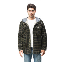 (S,Green)Men's Sherpa Lined Jacket Flannel Plaid Jacket