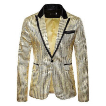 (XL,gold)Men's Sequin Suit Jackets Party Blazers Dress