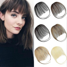 (Platinum Blonde) Bangs Hair Clip In Bangs Human Hair Clip On Bangs Front Fringe Air Bangs Remy Clip In Bangs Hair Pieces compatible with Women