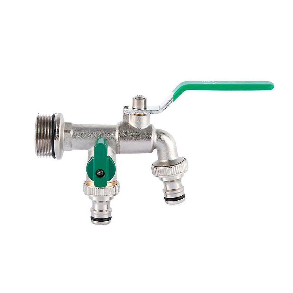 (20Mm) Double Tap 3/4 Inch And 1 * 3/4 Inch Outlet With Thicken Outlet Valve Detachable Compatible With Garden Drinking 3792672985248