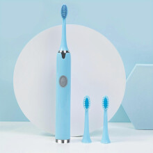 (blue  including 3brush heads) Oral Tooth Kit Battery Travel Electric Toothbrush Portable Toothbrush Includes 3 Brush Heads Without Battery