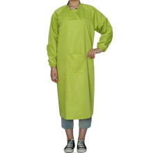 (Light Green) Unisex Waterproof Canvas Apron with Large Pockets Elastic Long Sleeves compatible with Chefs Grill Restaurant Bar Shop Jikaixiang