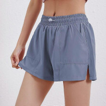 (blue-1, M) Women's Lace-Up Split Sports Shorts