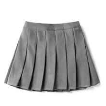 (Grey, 100cm 1-2 Years) Girls High Waisted Pleated Zip Tennis Style Skater Mini Skirt (kids) [free Shipping]