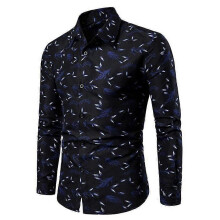 (L,blue)Men's Long Sleeve Shirts Casual Print Button Up Shirts
