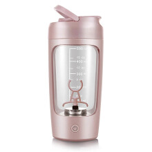 (Pink, Without Powder Box) Bouteille shaker électrique pour protéines : Mélangeur automatique portable