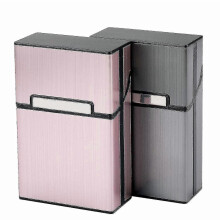 (Gray pink) 2 Aluminum Cigarette Cases, Holds 20 Cigarettes