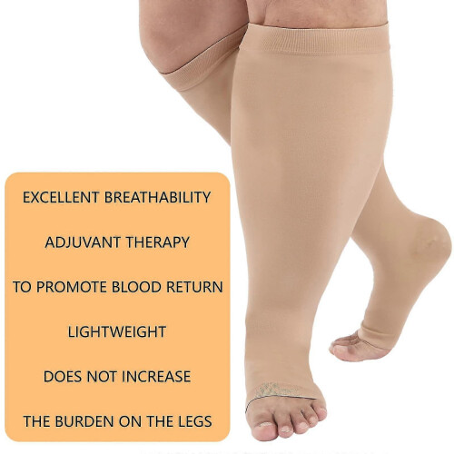 (L) Compression Sock compatible with Men Women, Plus Size Compression Socks Wide Calf, High Knee Flight Socks Medical Compression 2