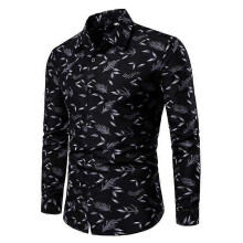 (M,black)Men's Long Sleeve Shirts Casual Print Button Up Shirts