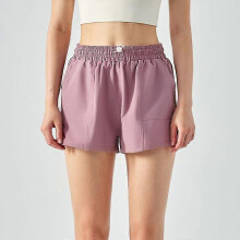 (Purple-1, S) Women's Lace-Up Split Sports Shorts