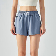 (Light Blue, XL) Women's Lace-Up Split Sports Shorts
