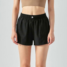 (black-2, M) Women's Lace-Up Split Sports Shorts