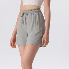 (Gray-1, L) Women's Lace-Up Split Sports Shorts
