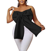 (L,Black)Women's Sexy Summer Solid Candy Color Tube Top Crop Tops