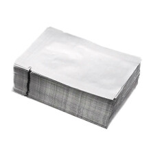 (15X22CM) 100 sacchetti in lamina di mylar argentata, termosaldabili per alimenti e sigillabili sottovuoto.