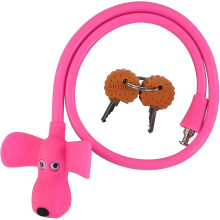 (Pink, Large-60cm) Lucchetto a cavo in silicone con design a cartoni animati e chiavi per biciclette, porte e skateboard, ideale per bambini.