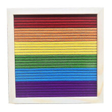 (Rainbow Color) Tableau d'affichage carré en feutre fait main, 460 lettres, avec support