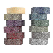 Diy Glitter Washi Tape Set - 12 Rolls Colored Masking Tape, Sparkle Decorative Tape for Art, Scrapbook Tape,decor & Crafts (dark) - PR