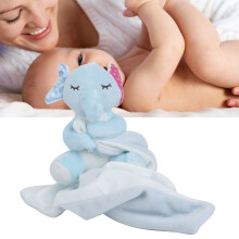 Baby Plush Comfort Towel with Blue Elephant & 4 Color Options, 26x25cm