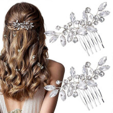2PCS Silver Rhinestone Hair Combs, Clear Rhinestones Metal Bridal Hair Comb