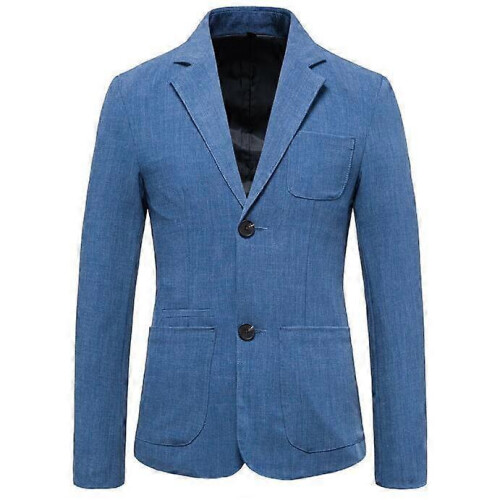 (XL,Blue)Men's Suit Jacket Slim Sports Solid Color Suit Jacket
