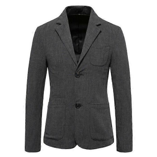(2XL,Dark gray)Men's Suit Jacket Slim Sports Solid Color Suit Jacket