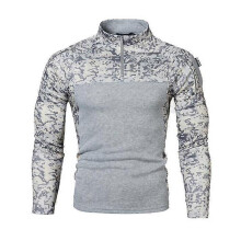 (XL,grey)Men's Half Zip Pullover Long Sleeve Camo Army Sweatshirt