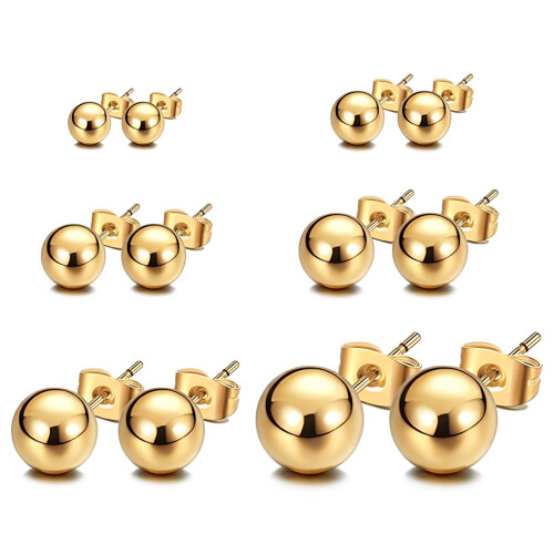 Σκουλαρίκια Secure Screw-Backs, Minimal Ball Studs με στρογγυλά σφαιρικά κουμπιά από ανοξείδωτο