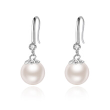 Perfekt present till kvinnor, örhängen med kubisk zirkoniainlägg i 999 sterlingsilver, fransk retro vintage blommande hängande design,