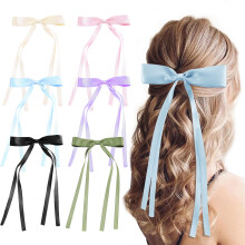 Elegante haarclips, zachte premium strik met lange kwast, haarstrikken voor dames, klassieke strik met knoopdesign, fluwelen haaraccessoires voor dik