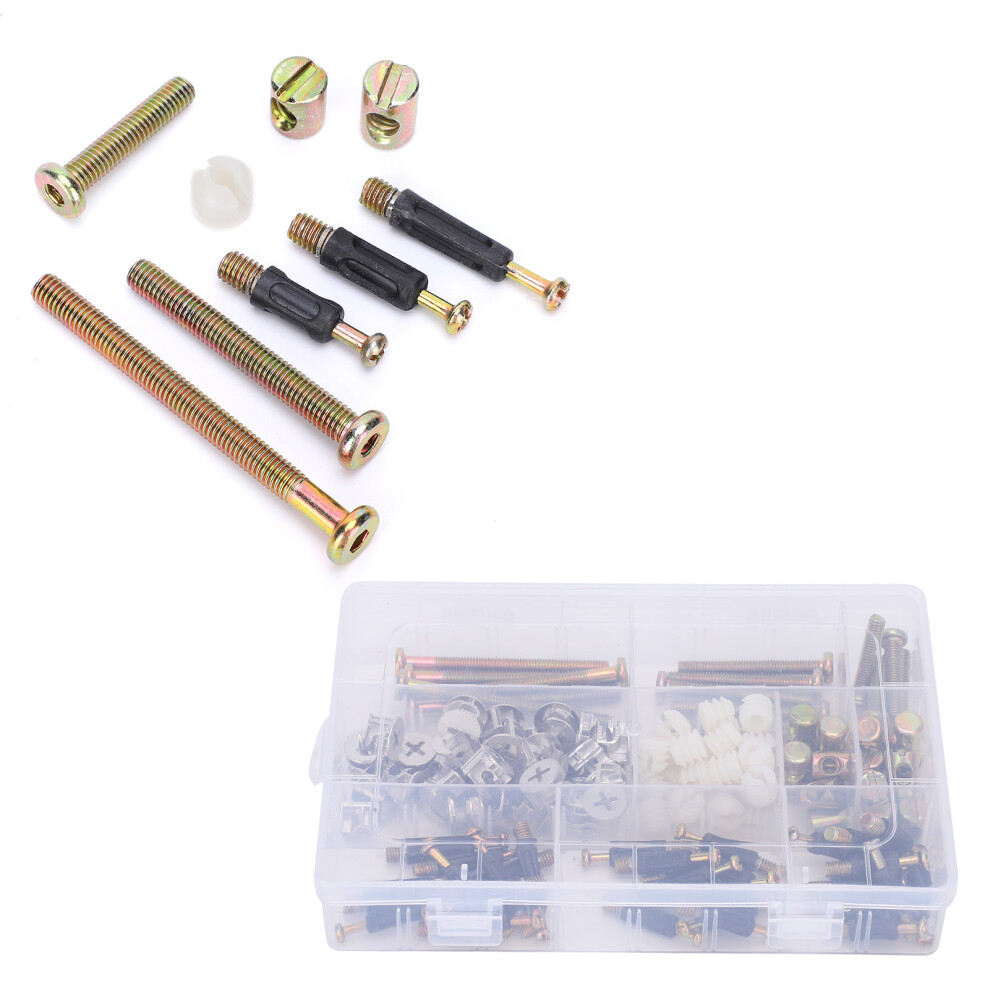 125Pc Furniture Hardware Screw Kit With Eccentric Wheels & Nuts 8351392134821