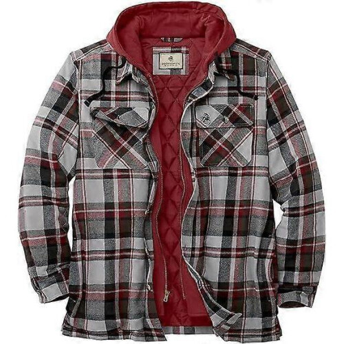 (M,Red)Men's Maplewood Hooded Shirt Jacket