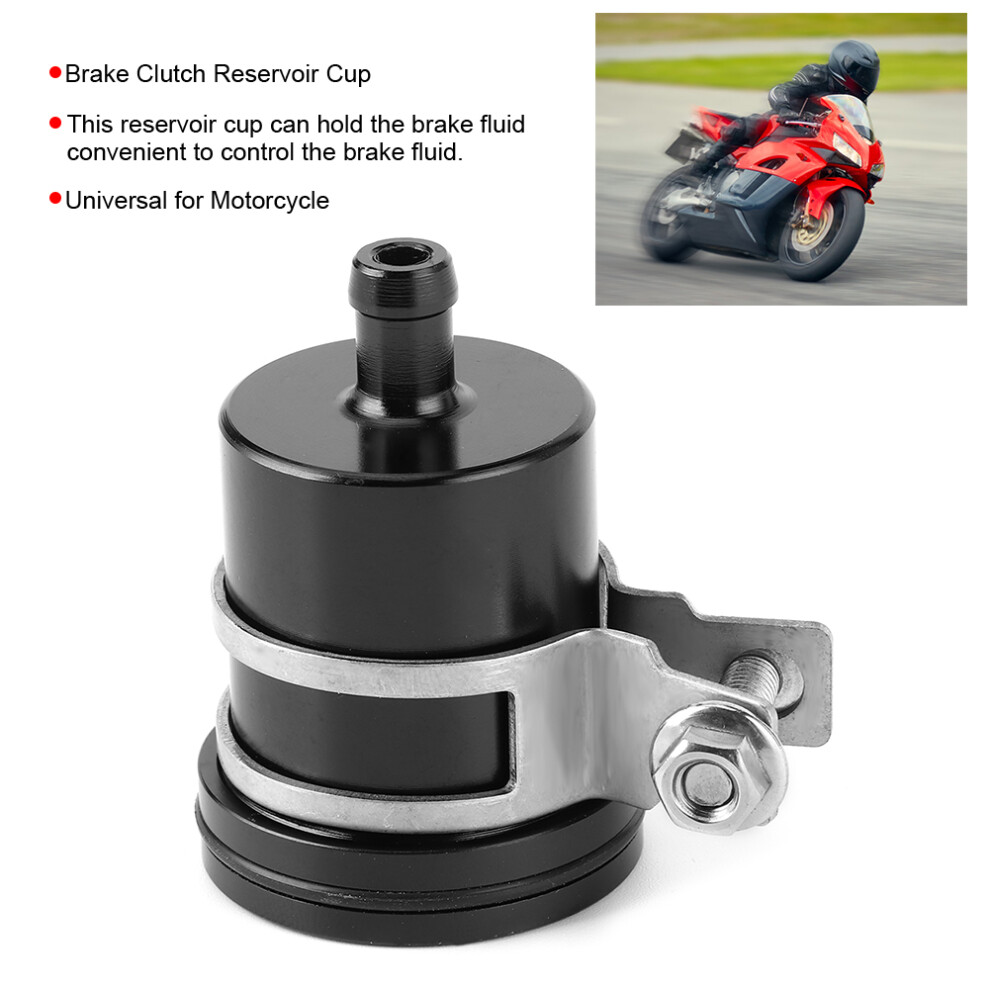 Universal Motorcycle Brake Clutch Reservoir Cup Aluminum 54X37.49mm Black 3001392384195
