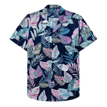 (XXL,blue)Men's casual shirts Loose floral shirts