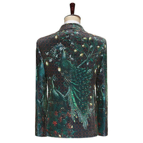 (M) Men's Peacock Printed Blazer Floral Suit Jacket 2