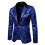 (L,dark blue)Men's Sequin Suit Jackets Party Blazers Dress 2