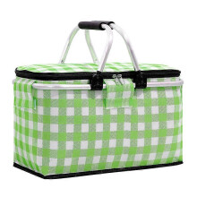(Green) Foldable Picnic Basket Insulated Picnic Basket