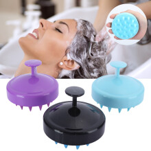 3pcs Silicone Scalp Massage Shampoo Brush - 8.5cm, Purple/Black/Blue