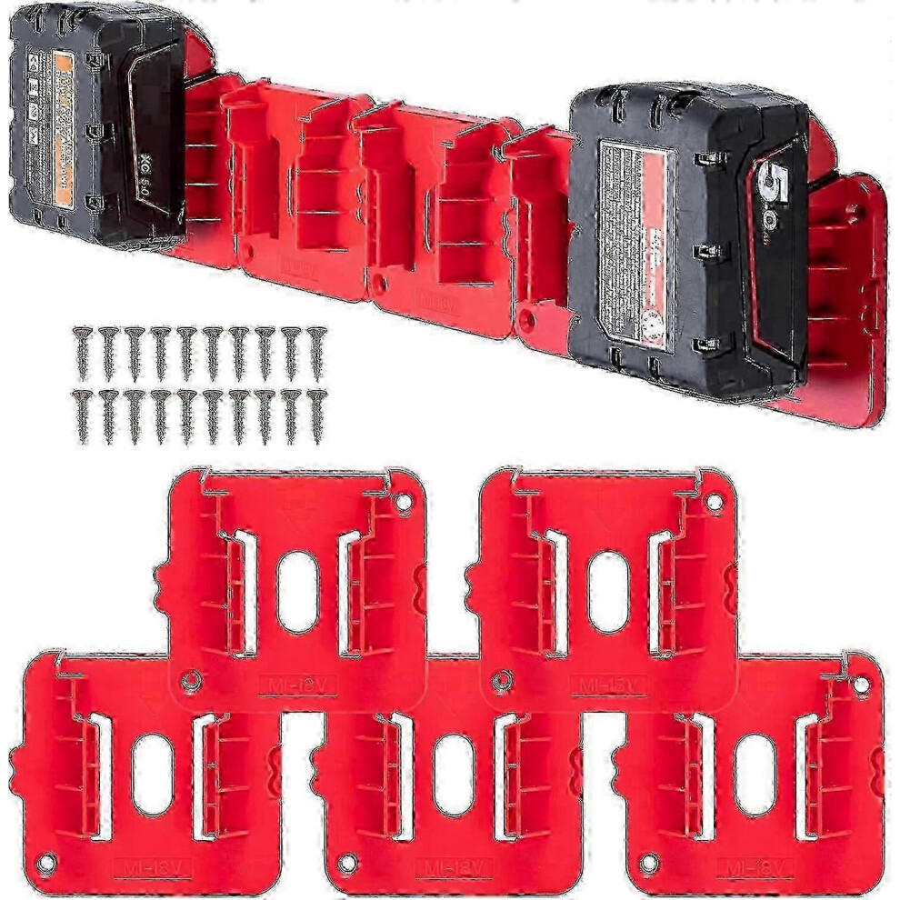10-Pack Milwaukee M18 18V Battery Wall Mount Holder For Van Toolbox Storage Red 5996097105818