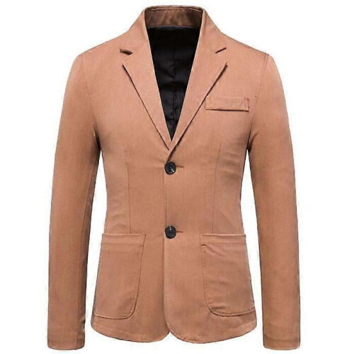 (3XL,Camel)Men's Suit Jacket Slim Sports Solid Color Suit Jacket