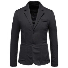 (3XL,Black)Men's Suit Jacket Slim Sports Solid Color Suit Jacket
