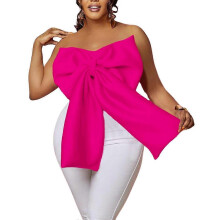 (XL,Pink)Women's Sexy Summer Solid Candy Color Tube Top Crop Tops