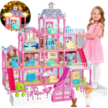 Dream Dollhouse for Girls with Dolls Figure, Accessories, LED Light