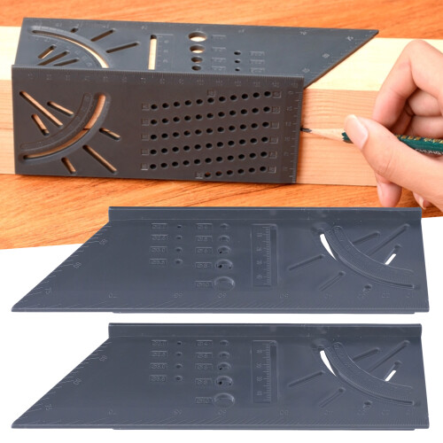 2Pcs 3D Angle Ruler Gray Multifunctional Woodworking Measuring Tools 20x7x6.5cm