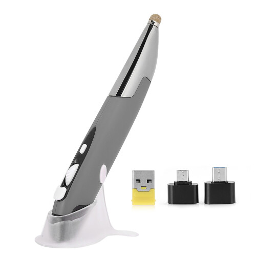 Wireless Pen Mouse PR-06, 1600 DPI, Silver Grey, 10m Range 1