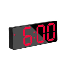 LED Desk Digital Clock with Alarm Temperature Display and Stylish Mirror Design Dimming for Bedroom or Office Desktop-kieo