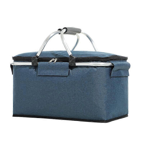 (Navy) Foldable Picnic Basket Insulated Picnic Basket