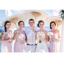 15PCS Paper Parasol 60cm Beach Umbrella White DIY Umbrella Photography Props for Baby Shower Party Wedding