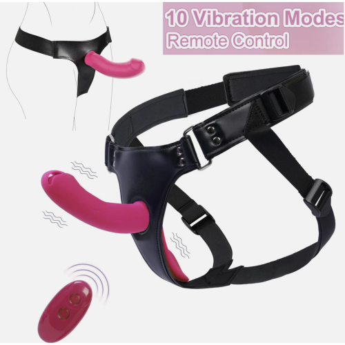 Remote Vibrator Strap on Dildo Harness  Adjustable